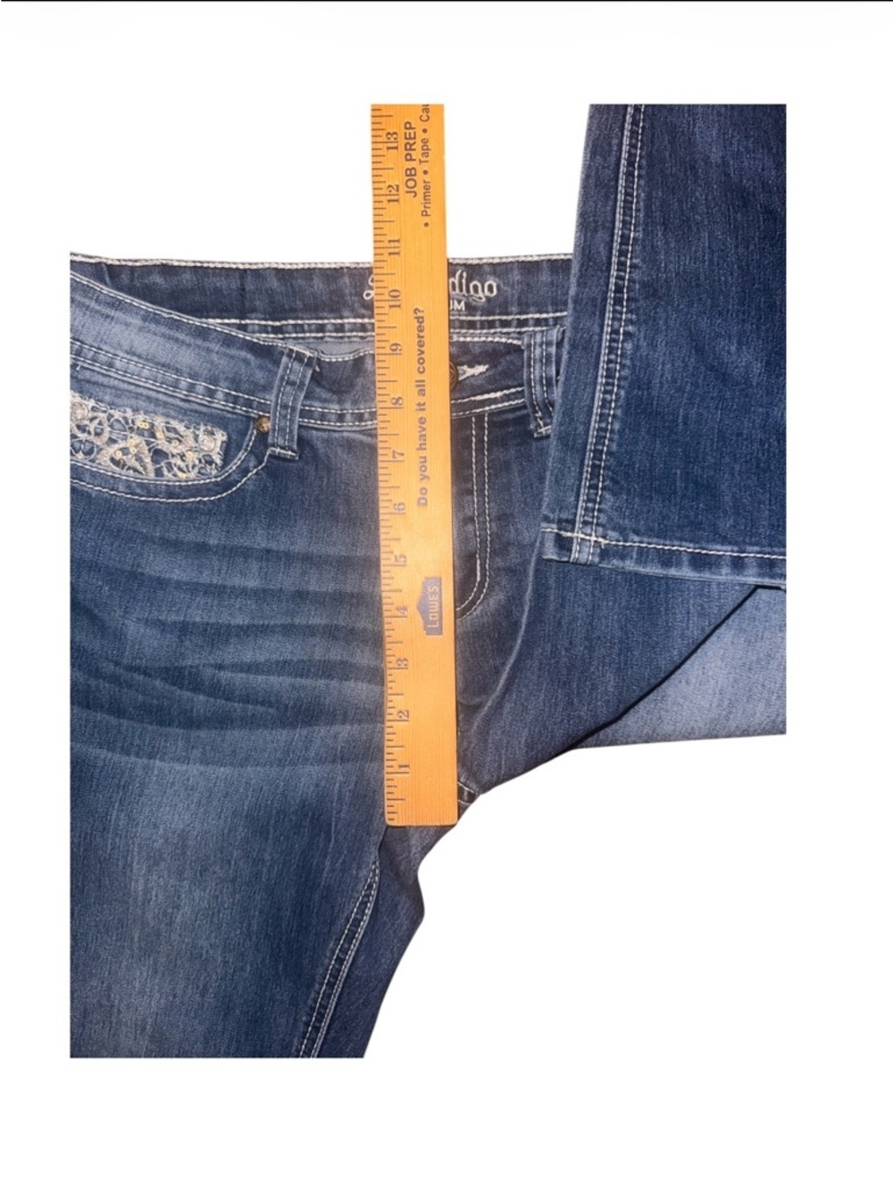 Love Indigo bootcut denim jeans WOMENS embellished western boho lace medium wash - Picture 5 of 9